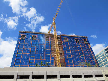 Honolulu - August 23, 2014: Ala Moana One Condo building under construction on Honolulu, Hawaii.のeditorial素材