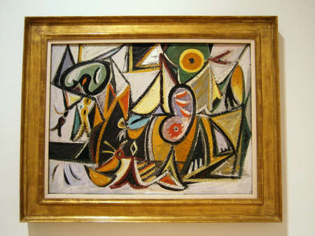 San Francisco - November 6, 2011: SFMoMA - Arshile Gorky, Enigmatic Combat, 1936-1937, Oil on canvas, 35 3/4 Ã 48 in, 90.8 Ã 121.9 cm.のeditorial素材