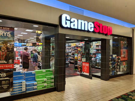 Honolulu - February 7, 2018:  Gamestop store in Kahala Mall shopping center. Gamestop Corporation exists since 1984 and has 6,700 stores in many countries.のeditorial素材