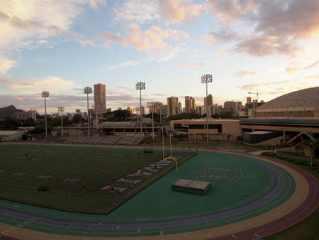 Honolulu - February 18, 2018: Clarence T.C. Ching Athletics Complex on the University of HawaiÊ»i at MÄnoa.のeditorial素材