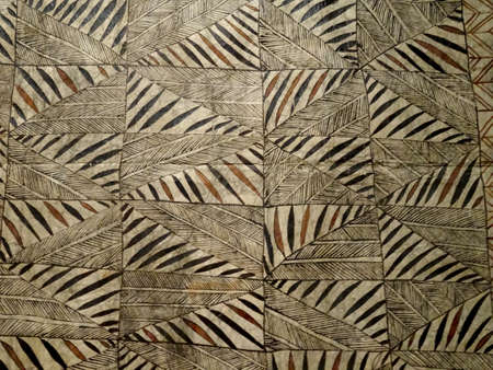 Bark Cloth (Masi) made early 1900s by Fijian Artist on bark and paint.