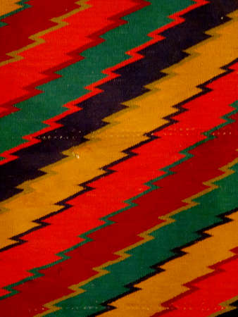 Zig-zag Pattern Red, Orange, Yellow, Green, Black, and blue Blanket/ Rug - Navajo Artist, made about...