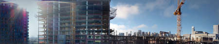 San Francisco - August 19, 2008: Panoramic of Construction work at High-rise Construction site in...