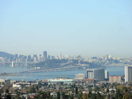 California - October 26, 2011: Aerial of Berkeley leading to the Bay Bridge connecting to San Francisco.のeditorial素材