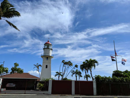 Honolulu - August 11, 2019: Diamond Head Lighthouse parking entrance.  Diamond Head Lighthouse is a United States Coast Guard facility located on Diamond Head in Honolulu, on the island of OÊ»ahu in the State of HawaiÊ»i. The lighthouse was listed on the のeditorial素材