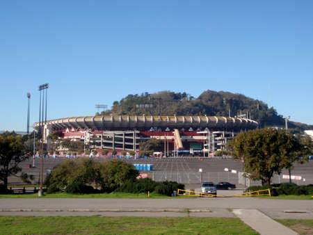 San Francisco, California - December 25, 2009:  Candlestick Park stadium and parking lot former home of the 49ers and Giants until it was torn down to make way for new development.  Ground was broken in 1958 for the stadium and the demolition of the stadiのeditorial素材