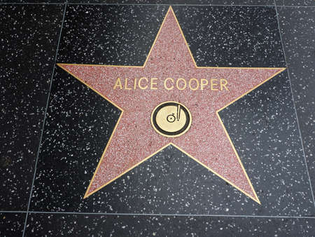 Hollywood, California - October 16, 2019: Musician Alice Cooper star with Record Logo on Hollywood Walk of Fame. This star is located on Hollywood Blvd. and is one of 2700 celebrity stars.のeditorial素材