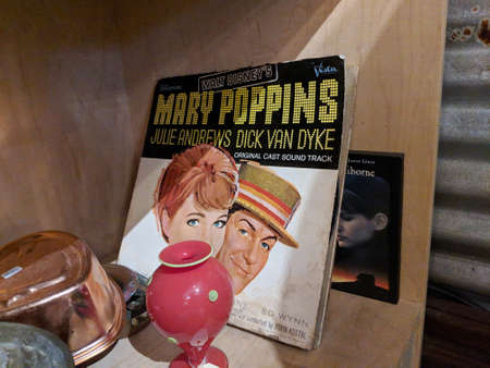 Honolulu - January 20, 2018: Walt Disney's Mary Poppins featuring Julie Andrews and Dick Van Dyke original cast sound track vinyl record on display.のeditorial素材