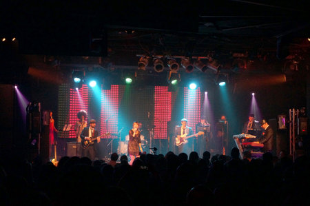 Honolulu - February 15, 2016: A group of talented local singers and musicians perform classic Motown hits on stage at The Republik, a popular nightclub and concert venue  during the fifth annual Motown Valentines event, a celebration of the soulful and poのeditorial素材