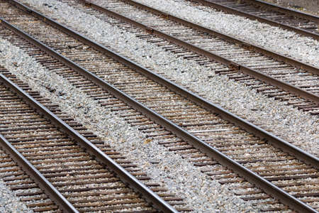 Several Parallel Railroad Tracks In A Rail Yard