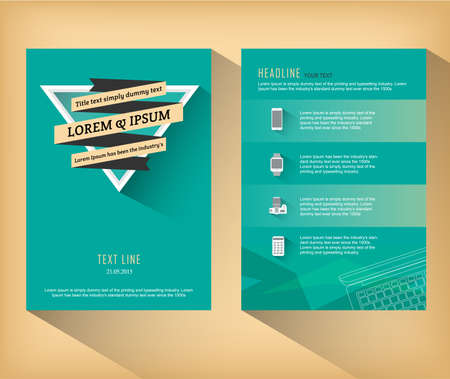 abstract triangle brochure retro flat design vector templateのイラスト素材
