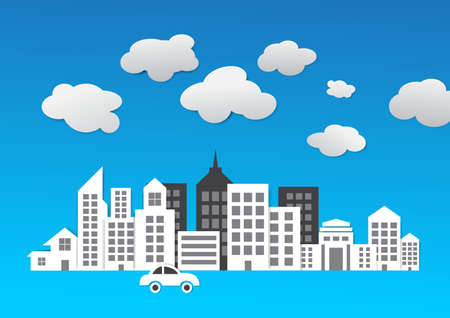 Abstract city 3d paper building vectorのイラスト素材