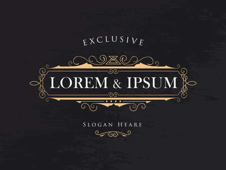 luxury crown frame calligraphy flourishes elegant modern vector logos templateのイラスト素材