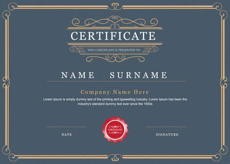Certificate achievement frame border elegant flourishes templateのイラスト素材