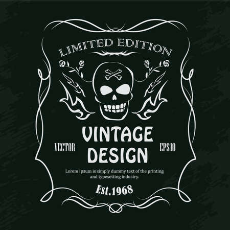 Western border hand drawn frame vintage label blackboard banner retro vector illustrationのイラスト素材