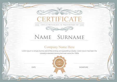 Achievement certificate flourishes elegant vintage vector templateのイラスト素材