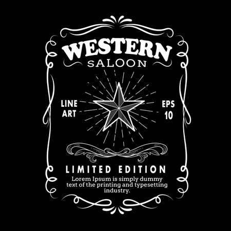 Western Hand Drawn Frame border label retro engraving antique vector illustrationのイラスト素材