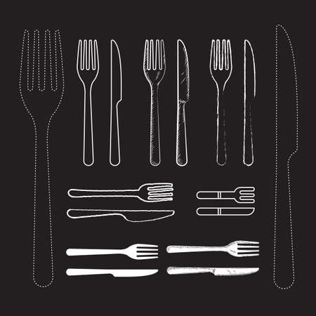 Set knife and fork hand drawn vector Illustrationsのイラスト素材