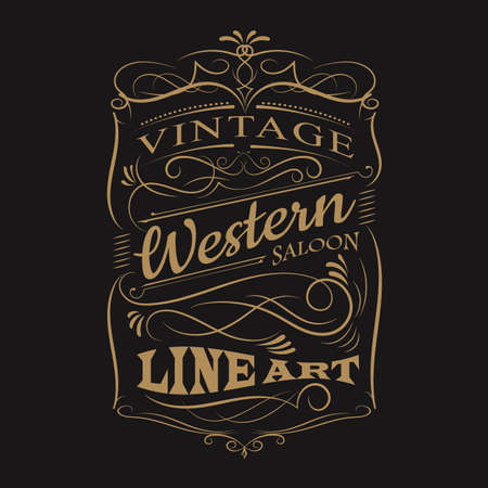 Vintage label typography western hand drawn frame t-shirt design vectorsのイラスト素材