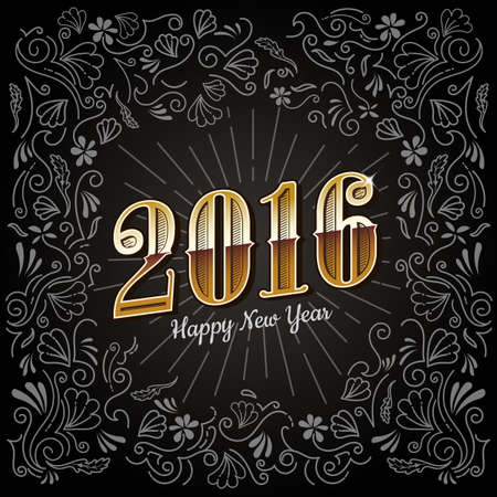 Happy New Years Card holiday vintage design vector illustrationのイラスト素材