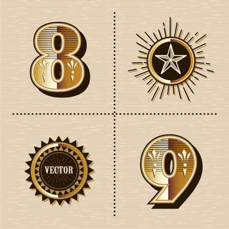 Vintage western numbers alphabet letters font design vector illustration.のイラスト素材