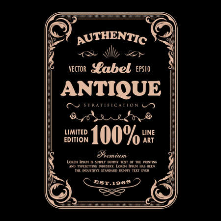 Antique frame vintage badge label typography design vectorのイラスト素材