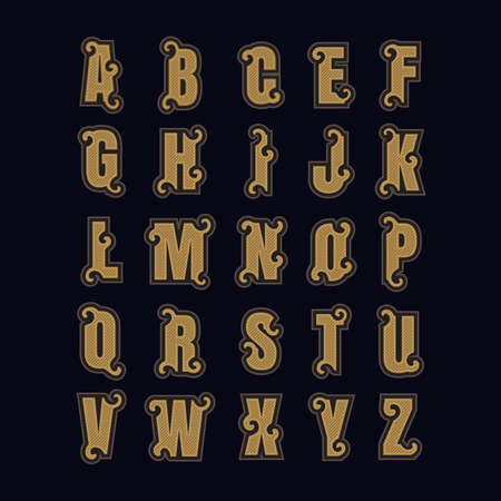 Set alphabet letters vintage design vectorのイラスト素材