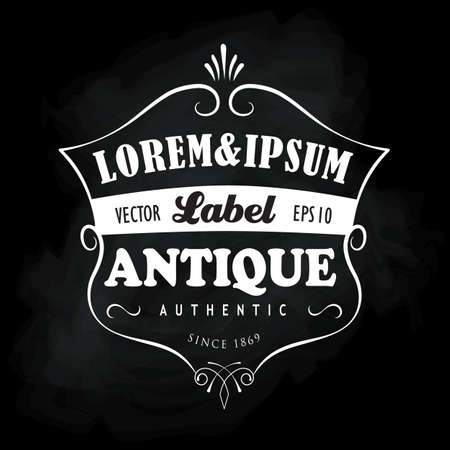 Hand drawn frame vintage label blackboard banner vector illustrationのイラスト素材