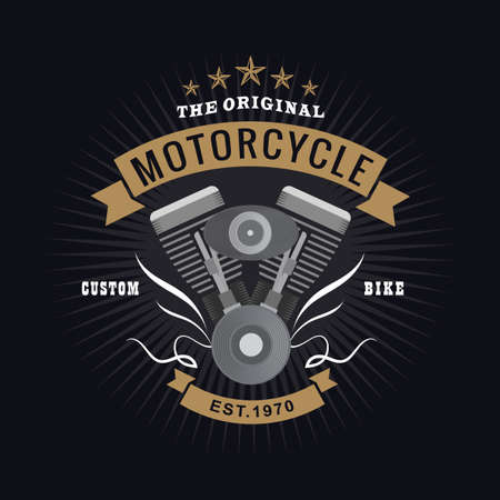Motorcycle engine logo banner typography vintage vectorのイラスト素材