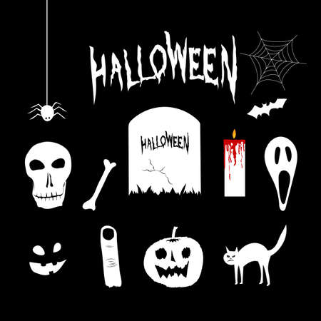 Halloween hand draw element vector illustrationのイラスト素材