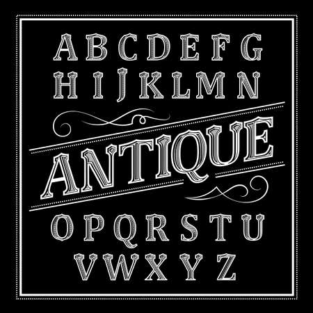 Alphabet antique Letters Vintage Set Western Vectorのイラスト素材