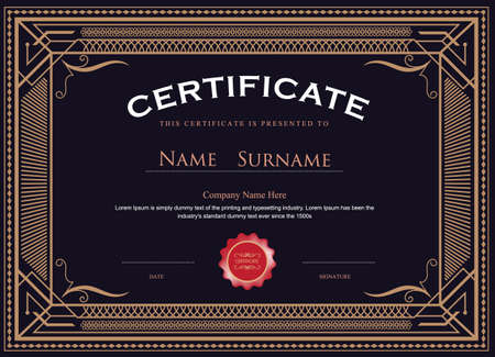 Certificate antique flourishes elegant vector templateのイラスト素材