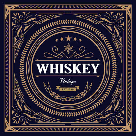 Whiskey Label vintage design retro vector illustrationのイラスト素材