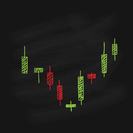 Blackboard hand drawn Candle Stick Trading vector illustrationのイラスト素材