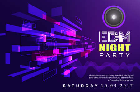 Electronic dj music night party design background poster vectorのイラスト素材