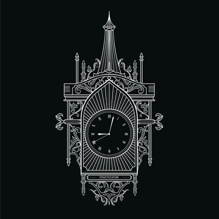 antique clock vector illustrationのイラスト素材