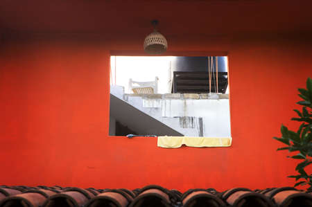 Orange Wall and Windowの写真素材