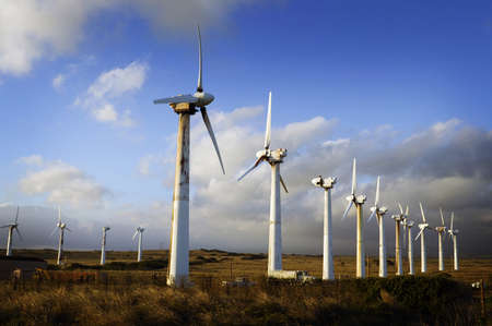 Wind Turbines and Clouds, Big Island of Hawaiiの写真素材