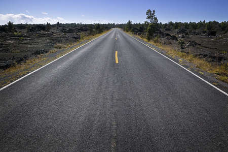 Road into Volcanoes National Park, Hawaiiの写真素材