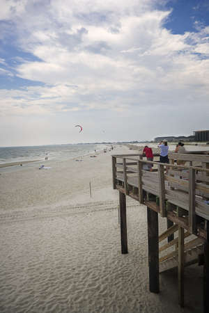 Beach Watching from the Pier, Alabamaの写真素材