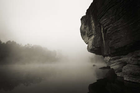 Foggy River Morningの写真素材