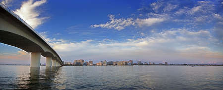 Quiet Bay, Bridge & High Rise Buildingsの写真素材