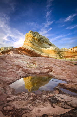 Rising Monolith   Reflection at Sunsetの写真素材