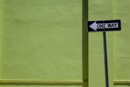 One Way Sign   Green Wall