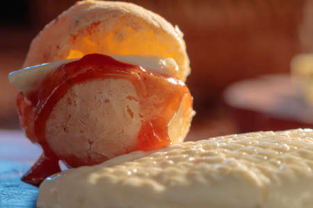 cheese bread stuffed with guava and cheese.