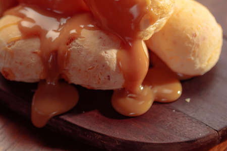 crispy cheese bread stuffed with dulce de leche.の写真素材