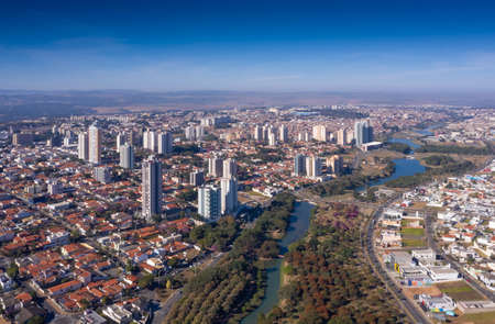 ecological park of indaiatuba seen from above, Sao Paulo, Brazil,の写真素材