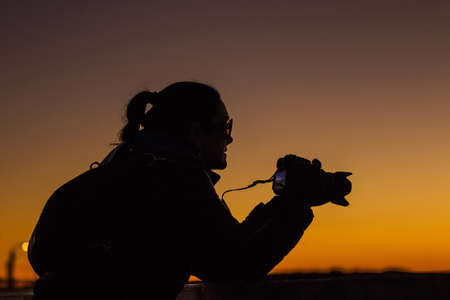 Woman on the deck of Punta del Este beach in Uruguay,