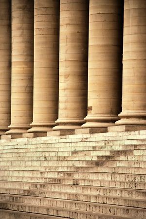 Stairs and columns of the Palais Brongniart (French Stock Exchange) - Paris, Franceの写真素材