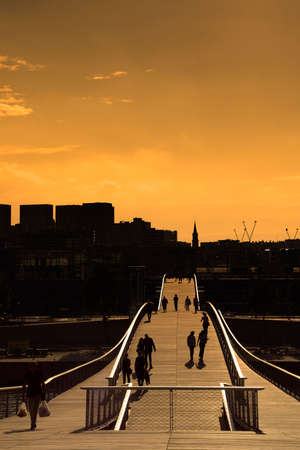 Sunset on Simone de Beauvoir bridge - Paris, Franceの写真素材
